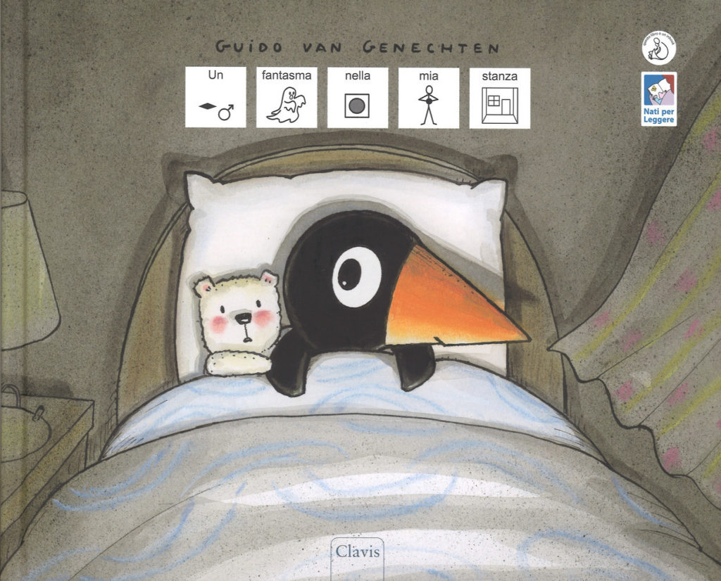Disegno di un pinguino nel letto