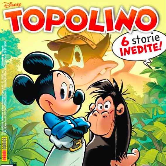 Copertina del settimanale Topolino: Topolino e una scimmia