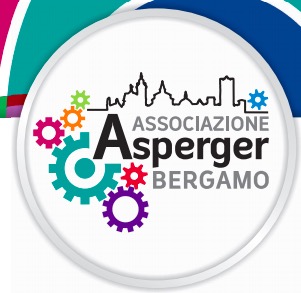 Logo dell'Associazione Asperger Bergamo:ingranaggi e profilo della città