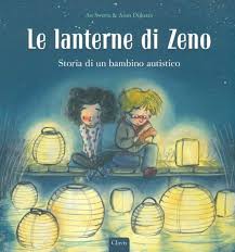 Disegno di un bambino e una bambina circondati da lanterne