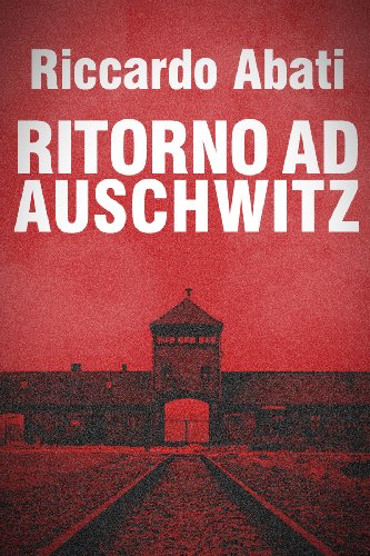 Foto di un campo di concentramento su sfondo rosso